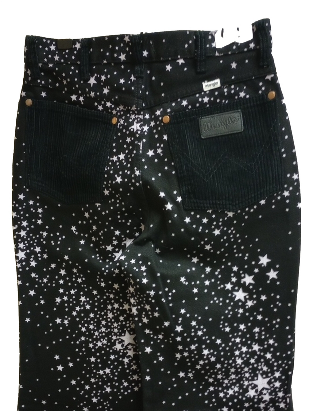 🆕⭐ WRANGLER "WANDERER" BLACK FLARE WIDE HIGH RISE JEANS WITH WHITE STARS⭐ - Picture 8 of 15